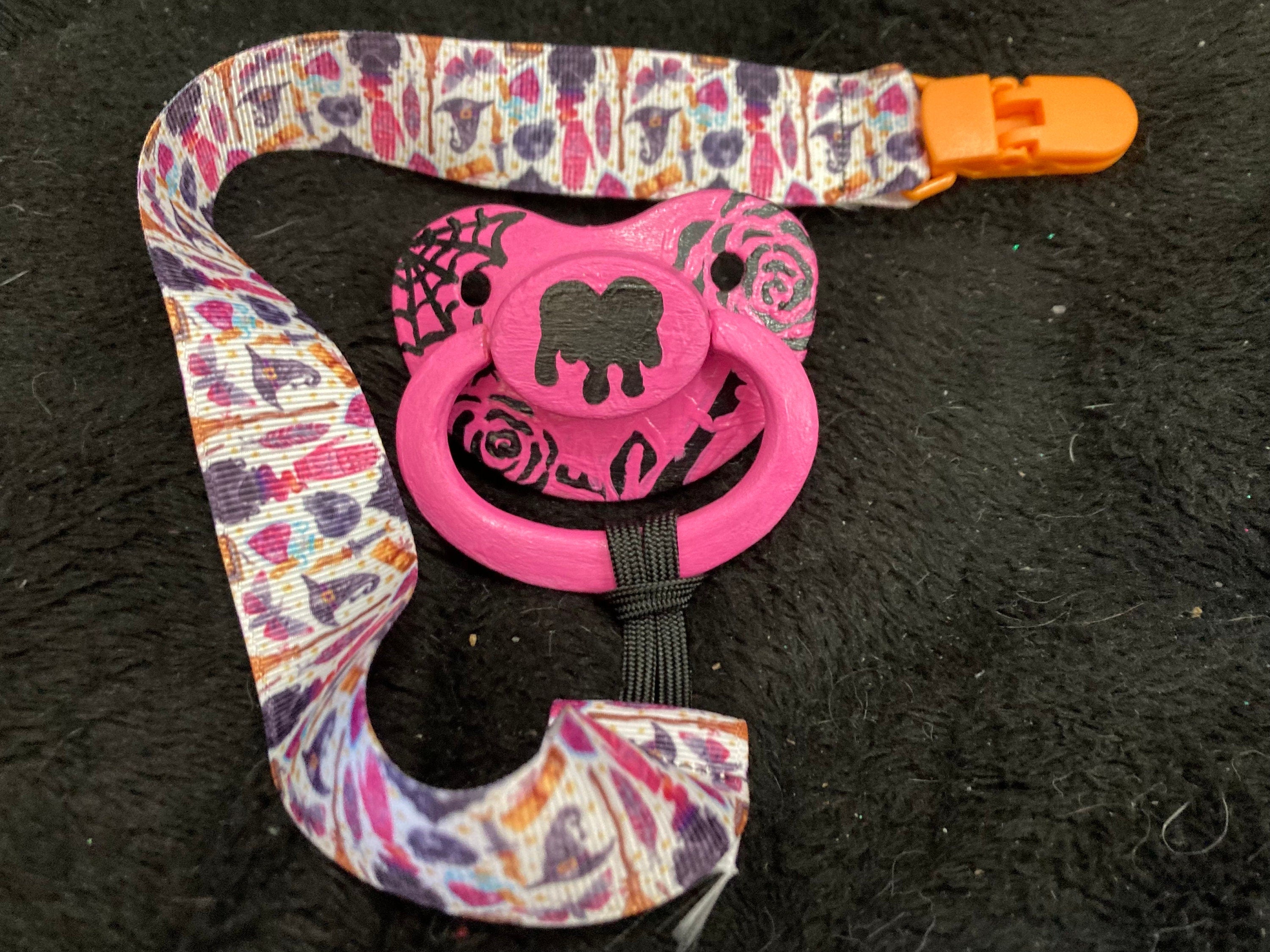 Emo Rose Hand-Painted Adult Pacifier, Goth,  Spooky, Halloween, Punk Little Space Gear