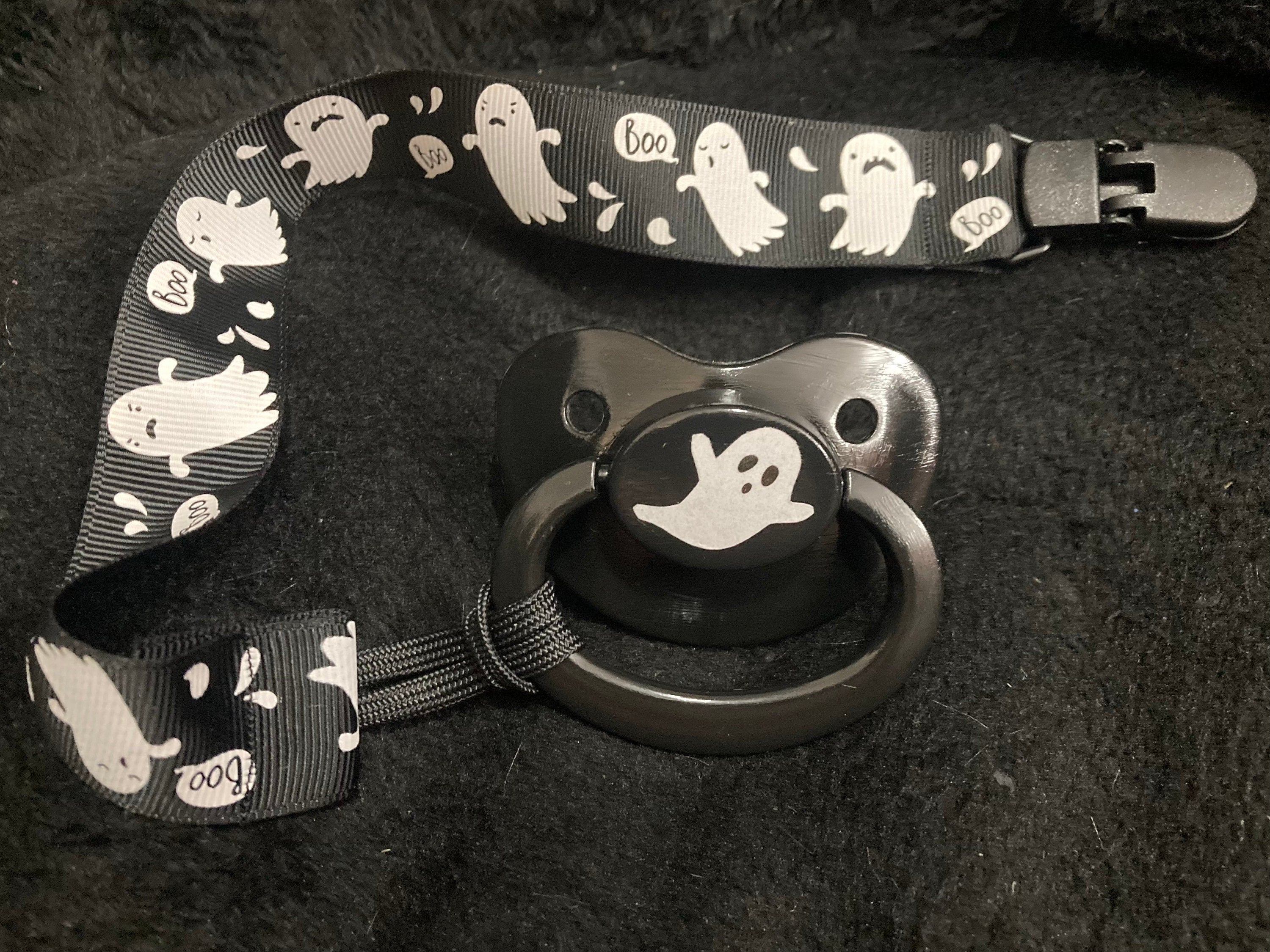 Ghostie Adult Pacifier, Goth Spooky Halloween Little Space Gear