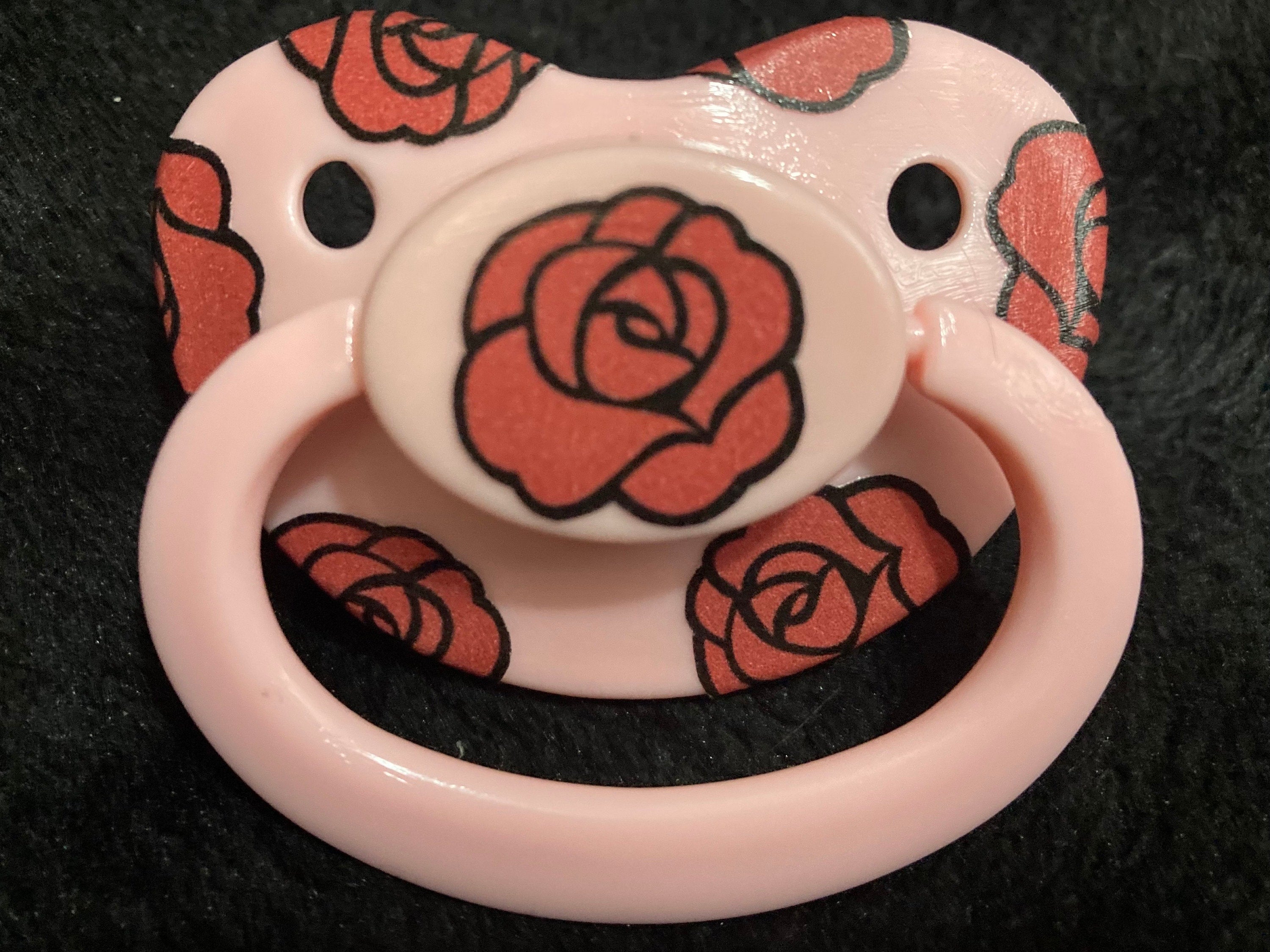 Merry Meadow Collage Adult Pacifier, Rose, Daisy, Sunflower, Flower, Nature, Cottagecore Little Space Gear