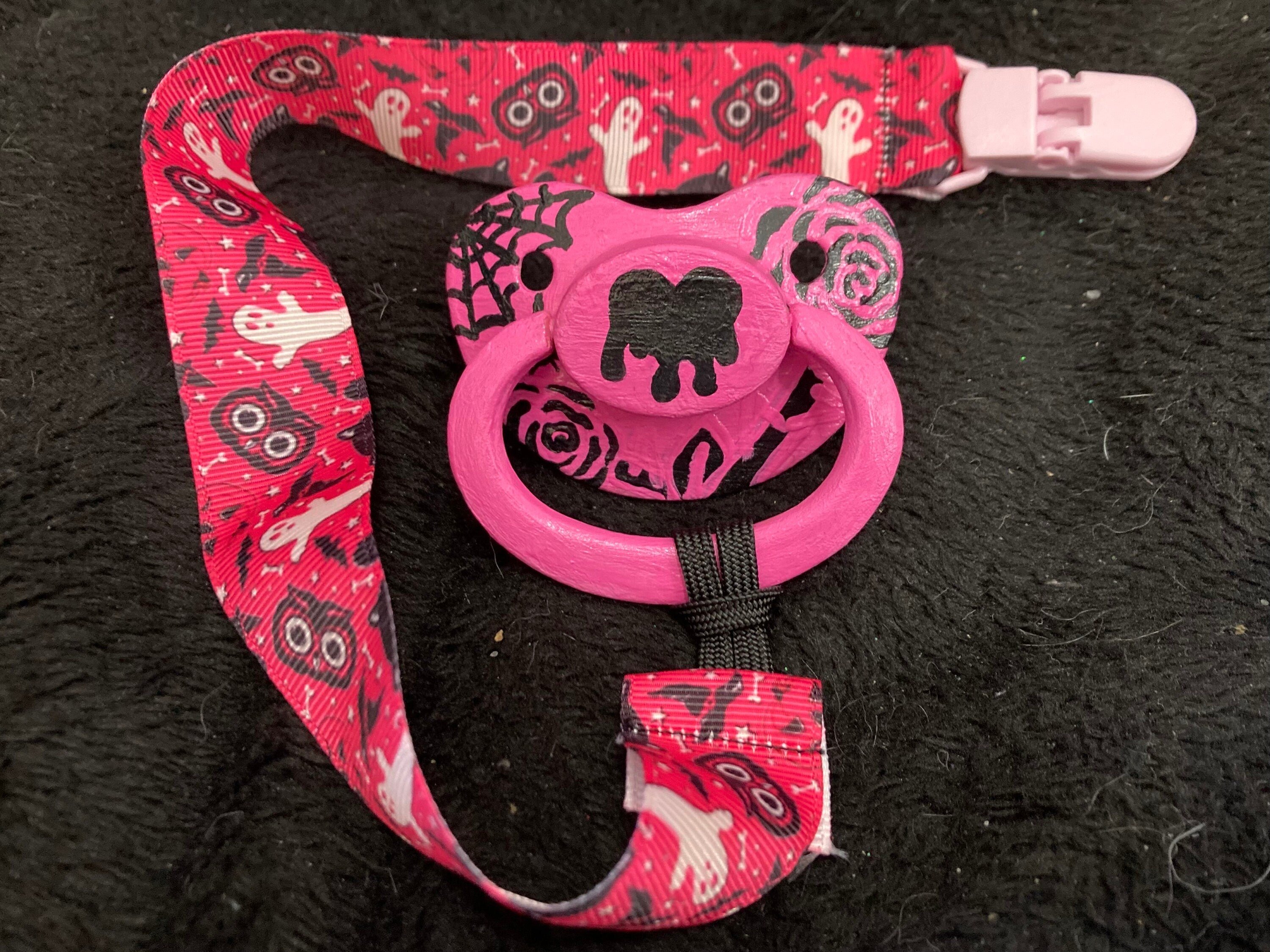 Emo Rose Hand-Painted Adult Pacifier, Goth,  Spooky, Halloween, Punk Little Space Gear