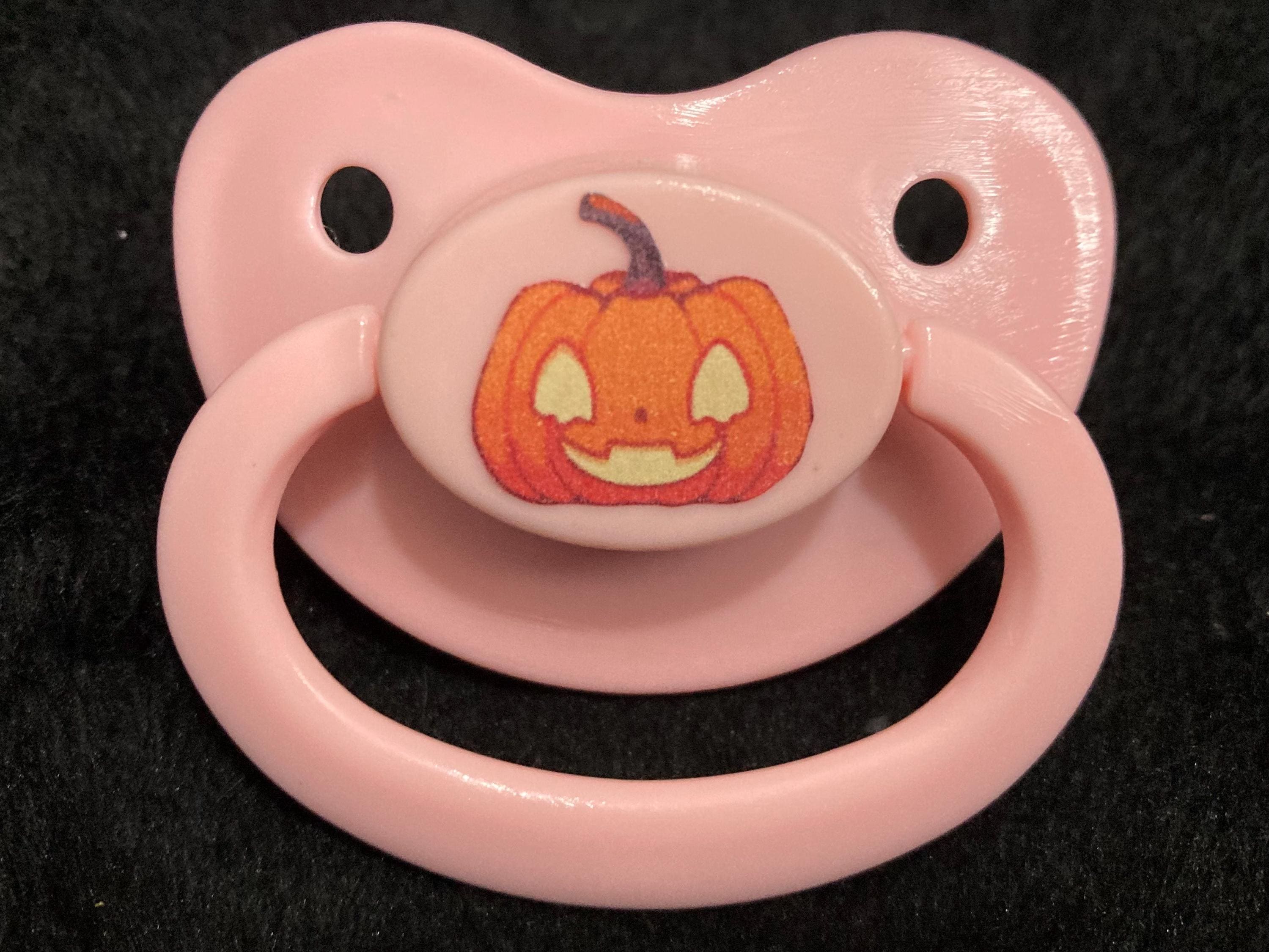 Jack-a-lantern Pumpkin Adult Pacifier, Multiple Styles, Goth Spooky Halloween Little Space Gear
