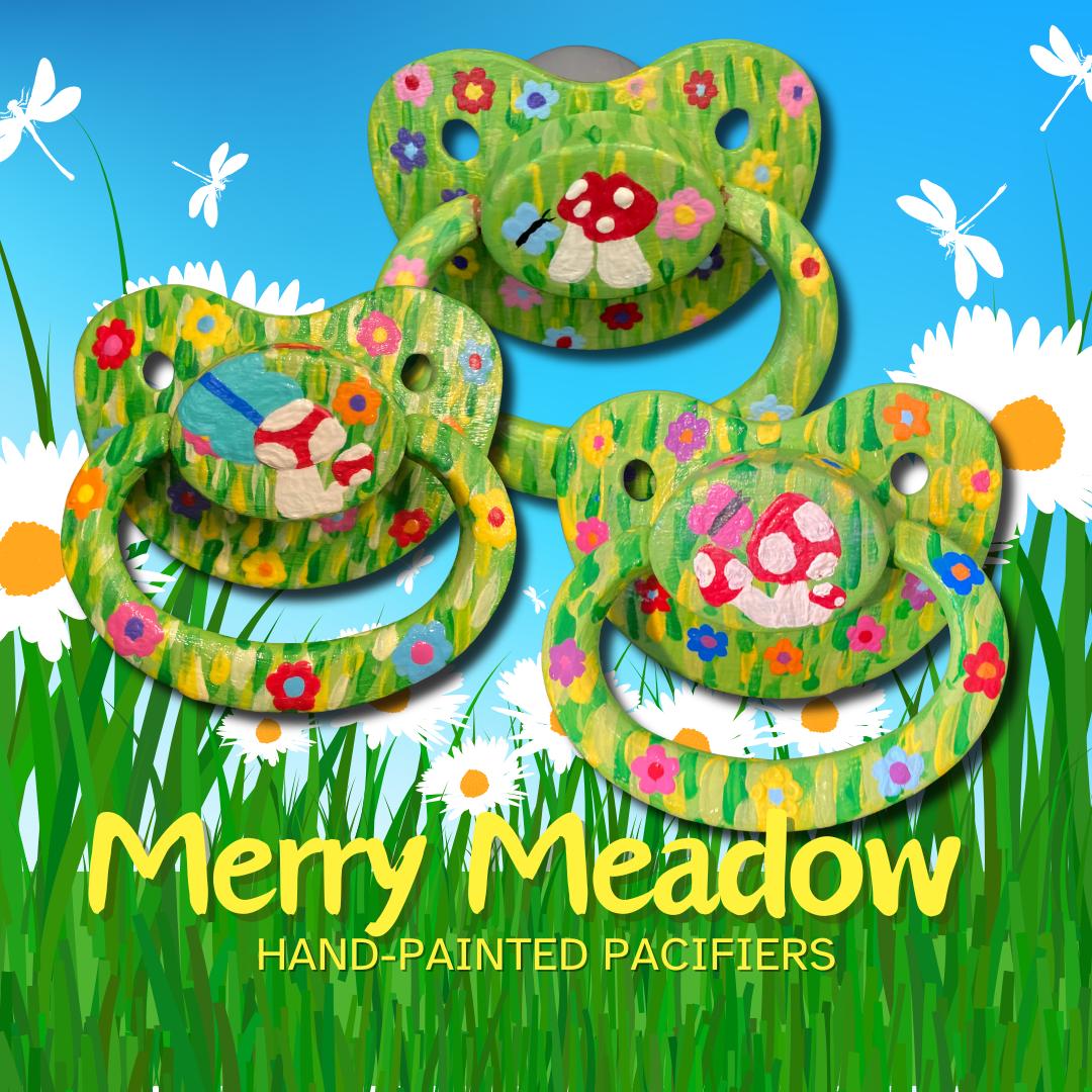 Merry Meadow Hand-Painted Adult Pacifier, Cottagecore Little Space Gear