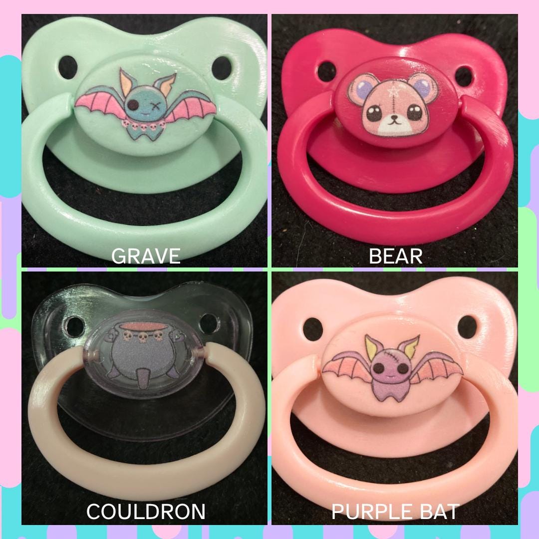 Creepy Cute Adult Pacifier, Bat, Bear, Pastel Goth Spooky Halloween Little Space Gear