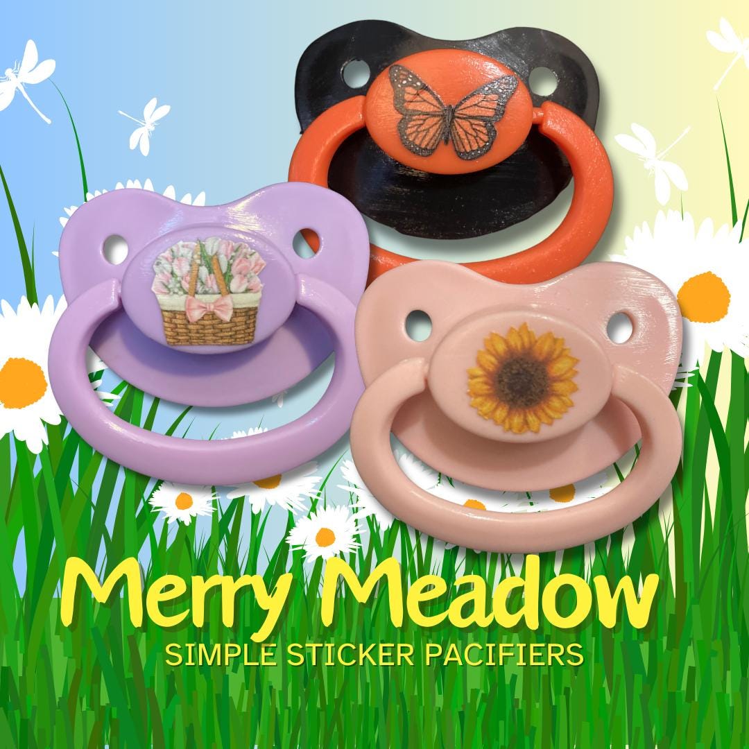 Merry Meadow Adult Pacifier, Flower, Rose, Daisy, Tulip, Sunflower, Butterfly, Cottagecore Little Space Gear