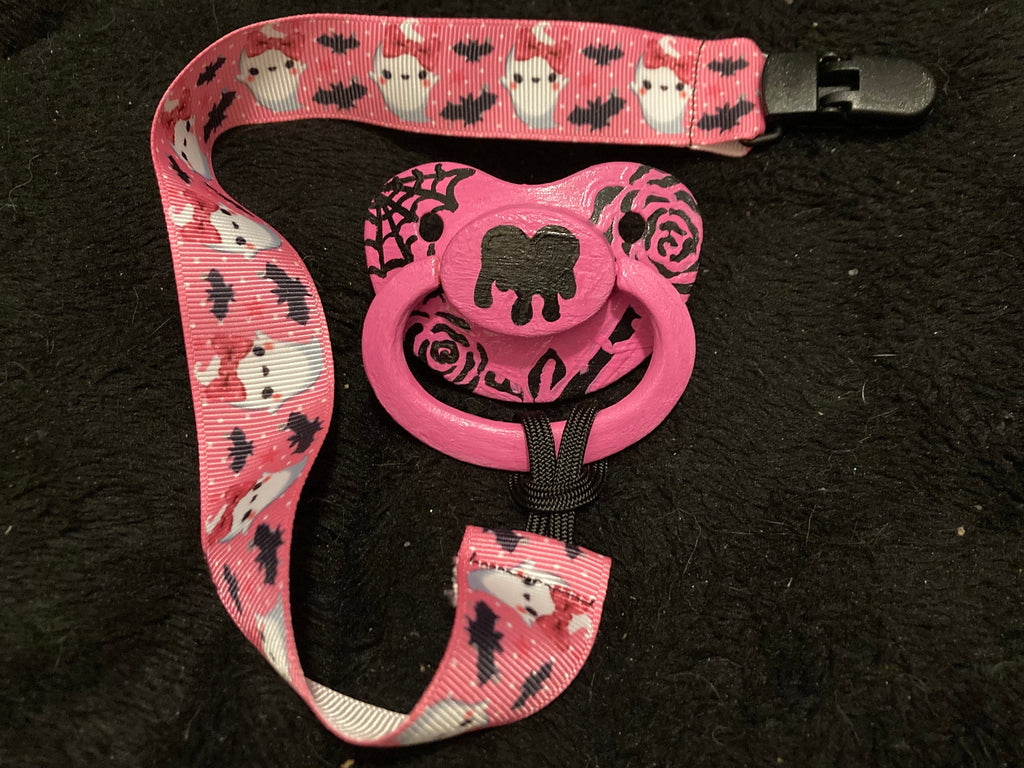 Emo Rose Hand-Painted Adult Pacifier, Goth,  Spooky, Halloween, Punk Little Space Gear