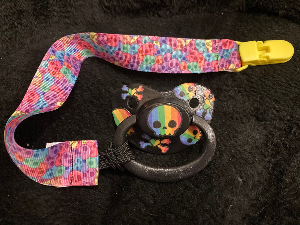 Rainbow Skull Collage Adult Pacifier, Little Space Agere Gear