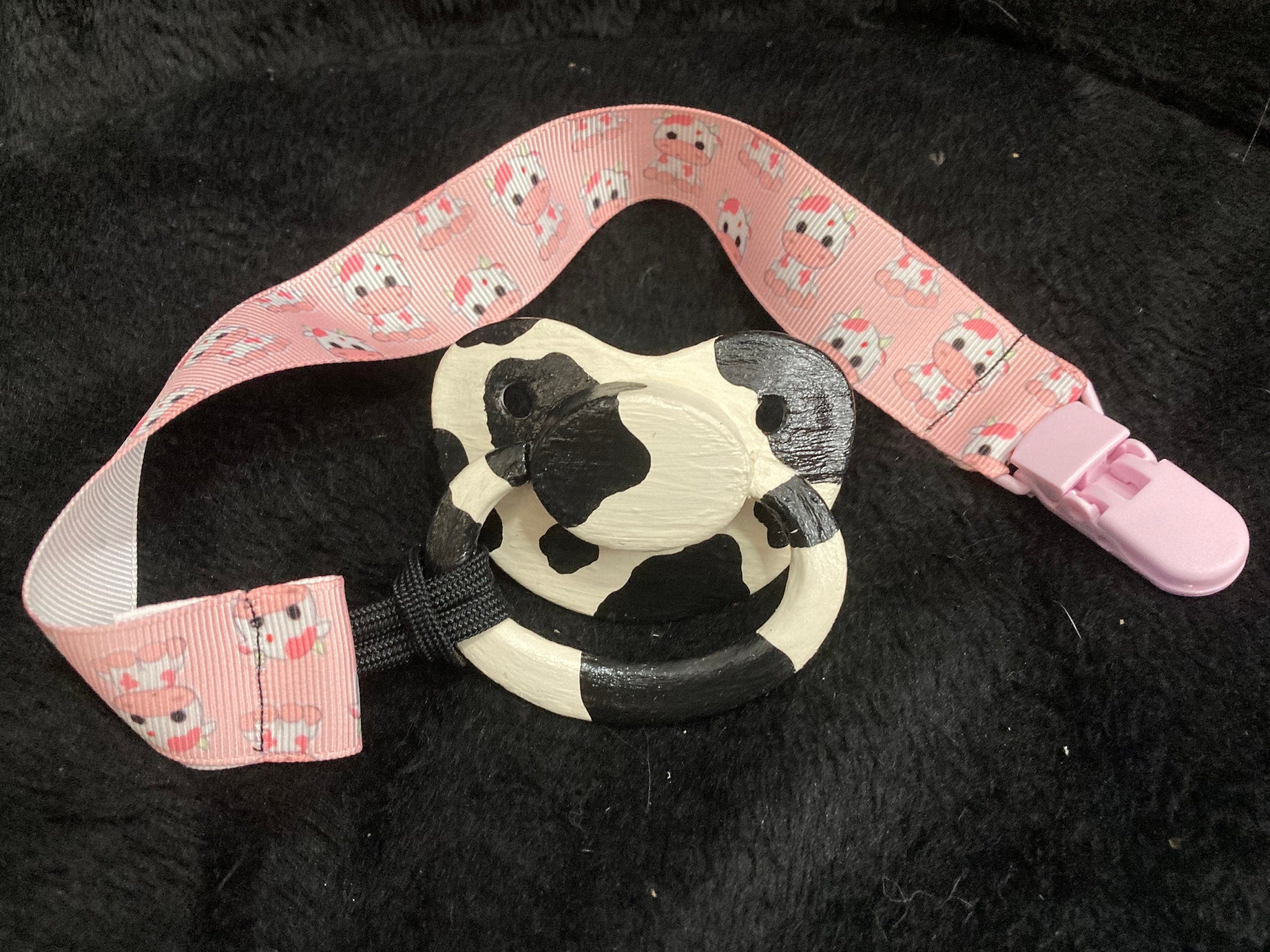 Baby Bovine Hand-painted Adult Pacifier, Cow Print Little Space Gear