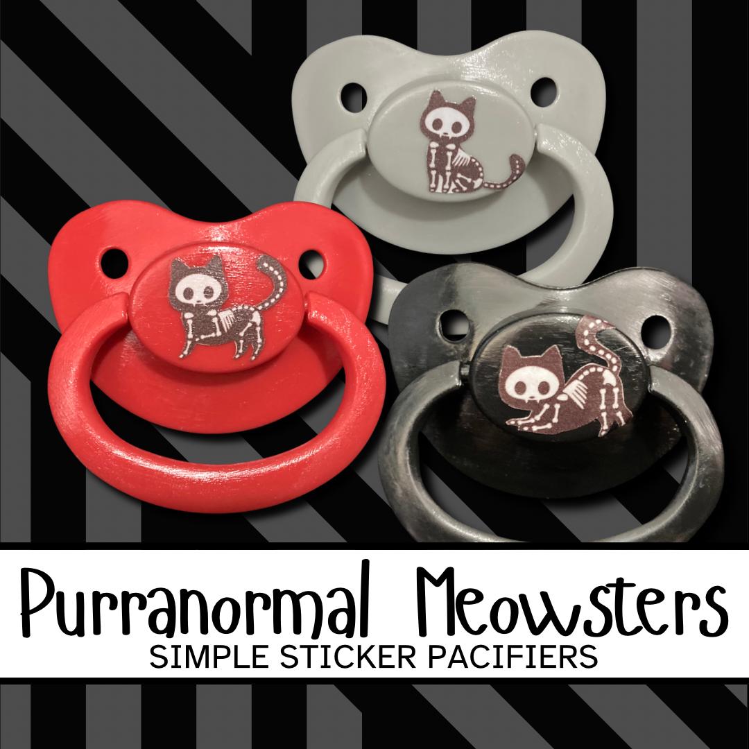 Purranormal Meowster Adult Pacifier, Goth Spooky Halloween Skeleton Cat Little Space Gear