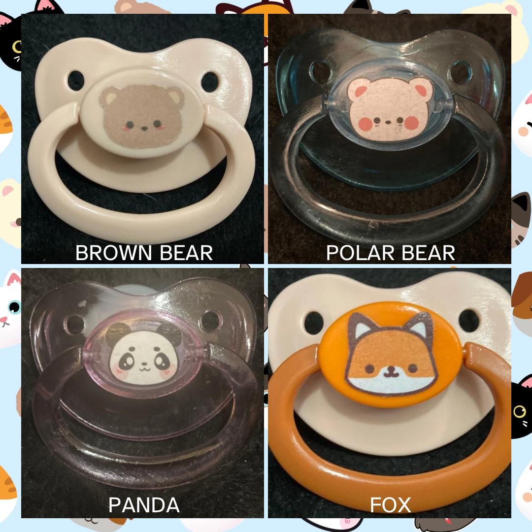 Animal Pals Adult Pacifier, Fox, Cat, Dog, Bear Little Space Gear