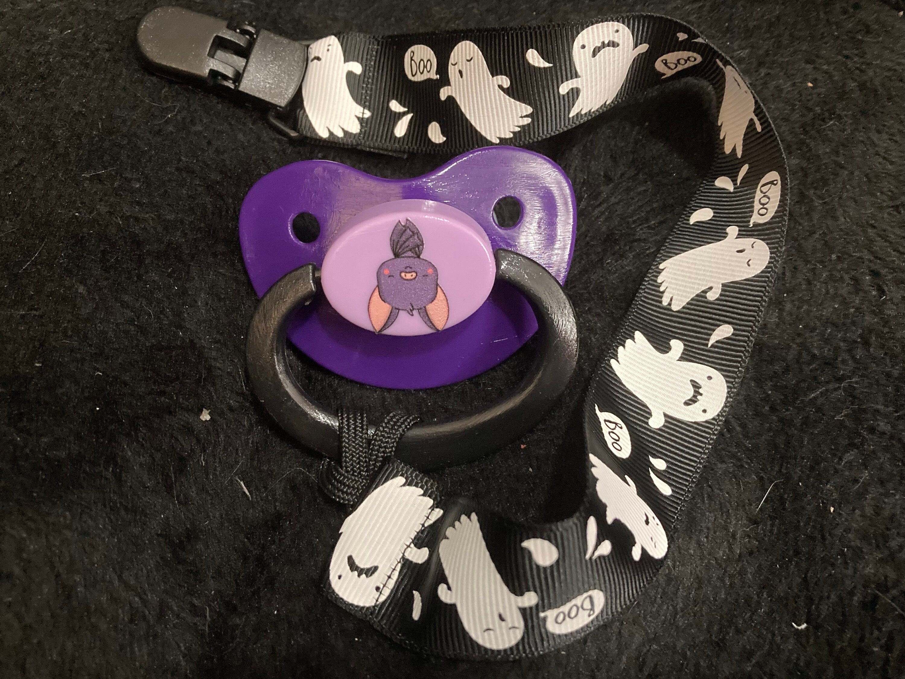 Batty For You Adult Pacifier, Goth Spooky Halloween Valentine Love Little Space Gear