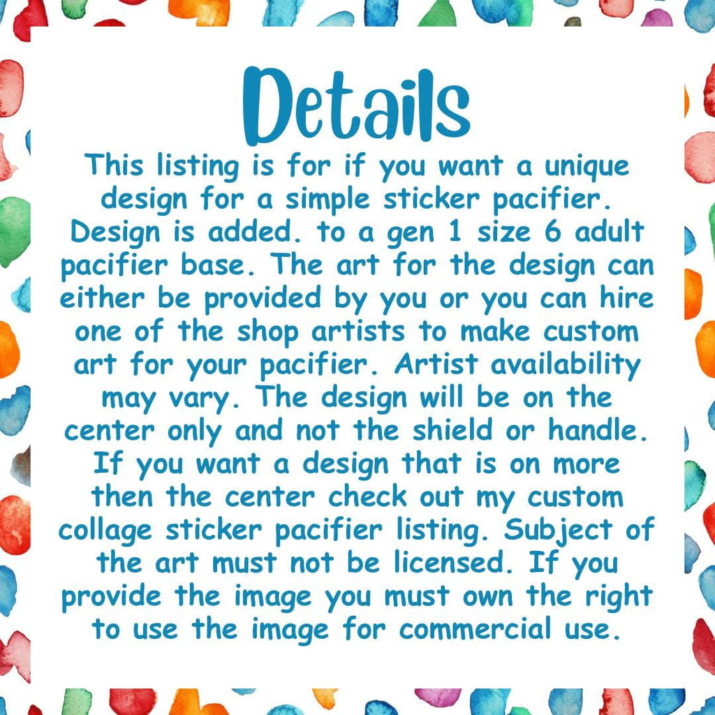 Custom Simple Sticker Adult Pacifier, Gen 1 Size 6, Little Space Gear