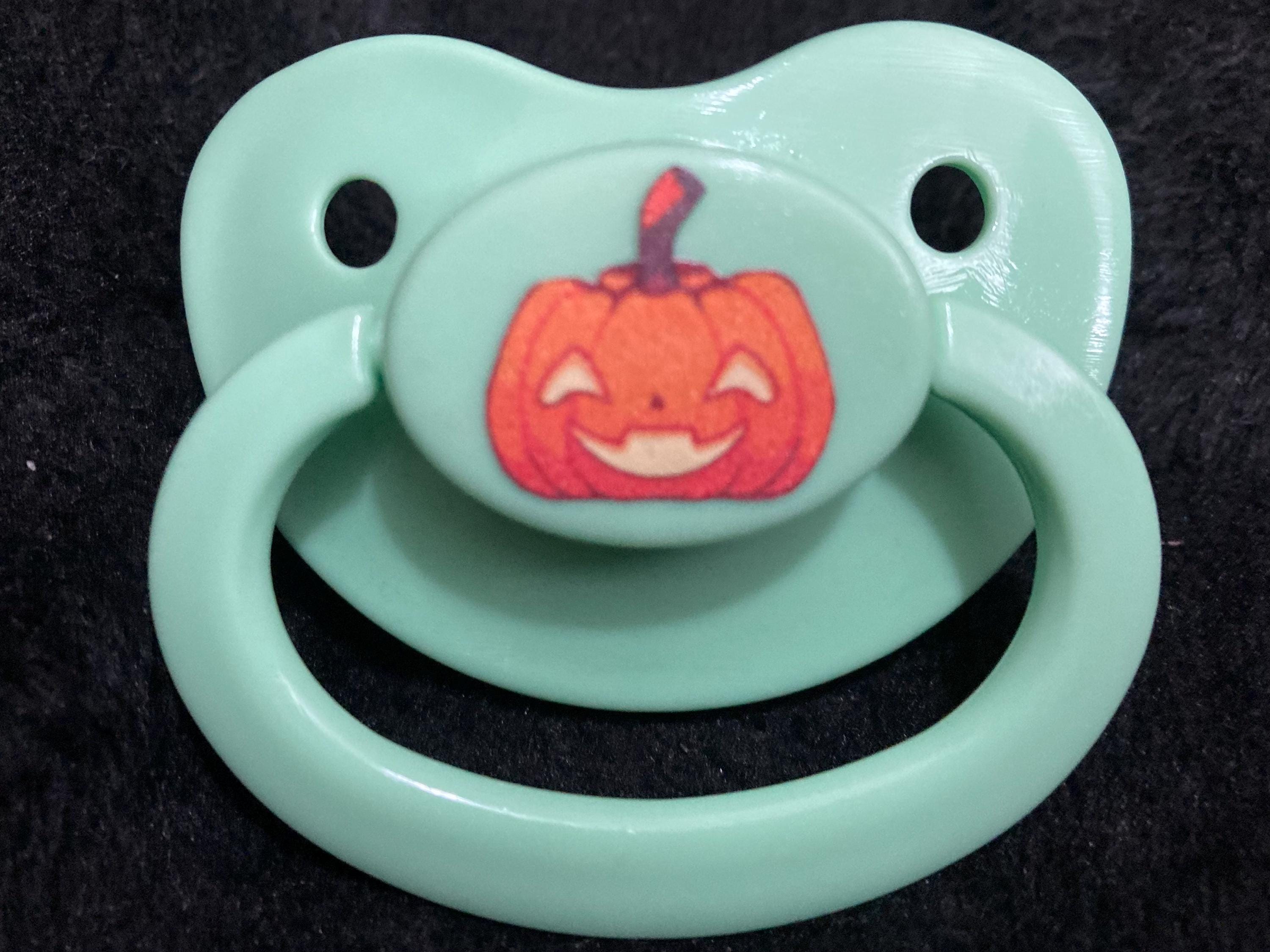 Jack-a-lantern Pumpkin Adult Pacifier, Multiple Styles, Goth Spooky Halloween Little Space Gear