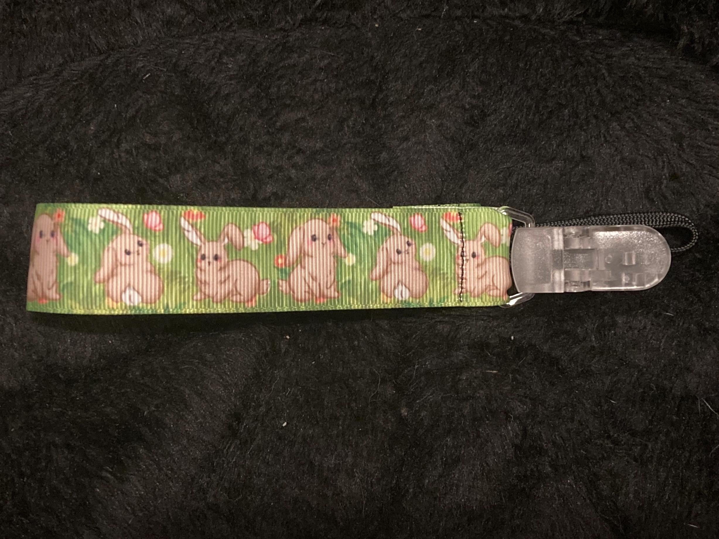 Bounding Bunny Little Space Clip, Pacifier Clip, Cottagecore Little Space Gear
