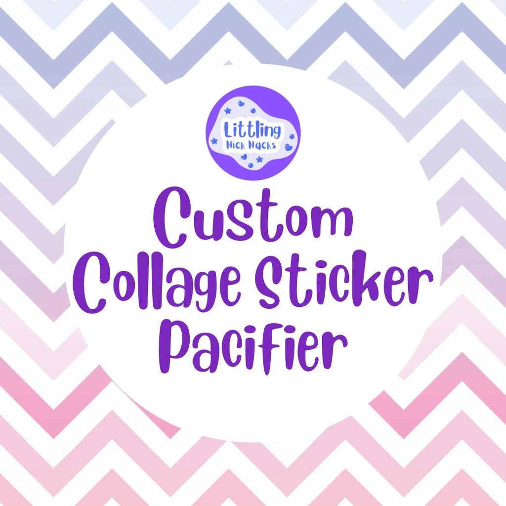 Custom Collage Sticker Adult Pacifier, Gen 1 Size 6, Little Space Gear