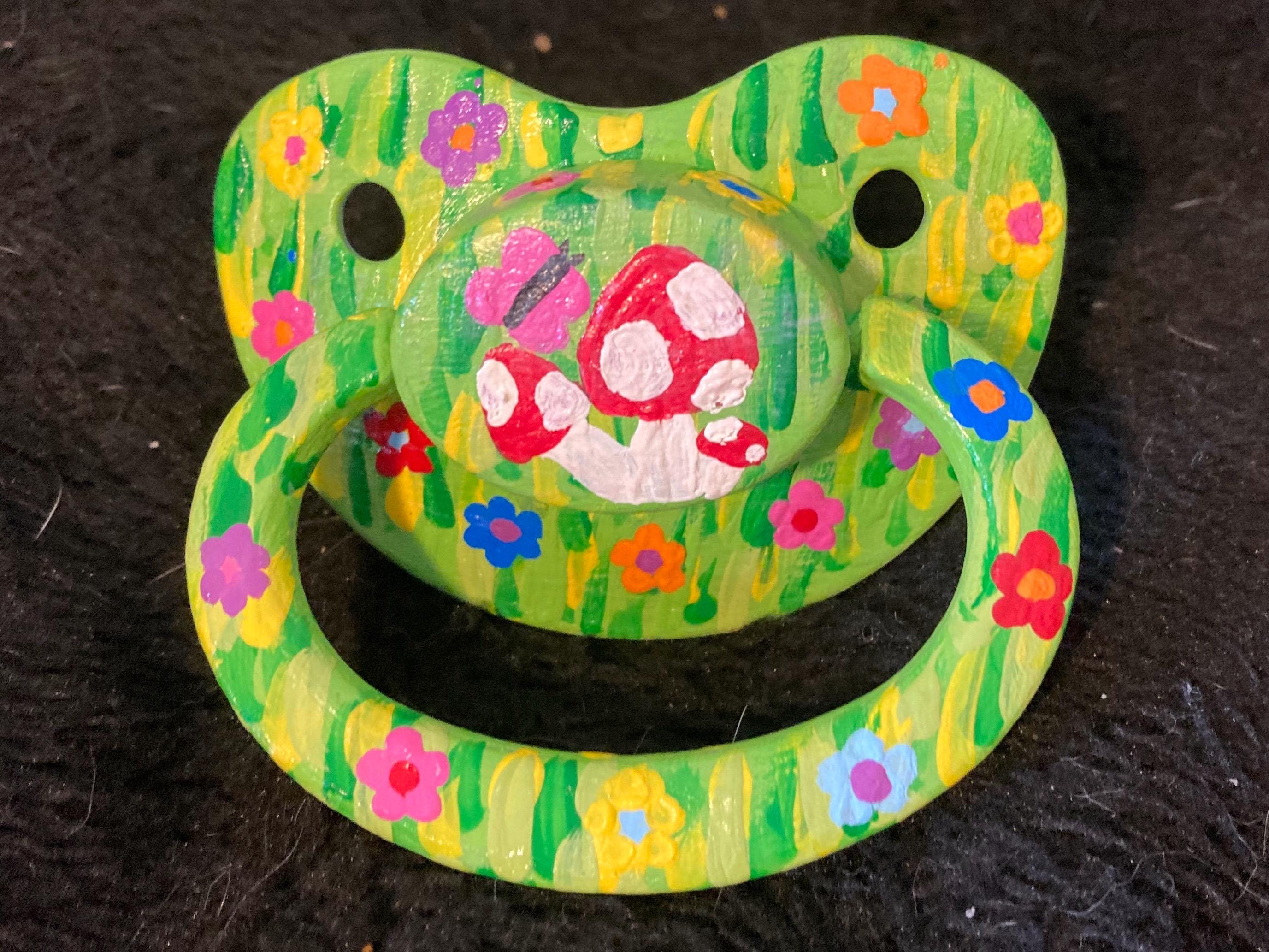 Merry Meadow Hand-Painted Adult Pacifier, Cottagecore Little Space Gear
