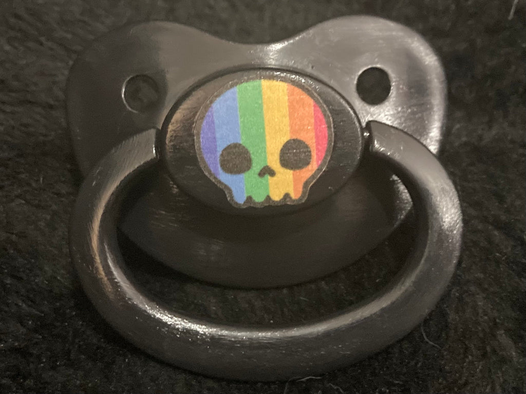 Rainbow Skull Adult Pacifier, Little Space Agere Gear