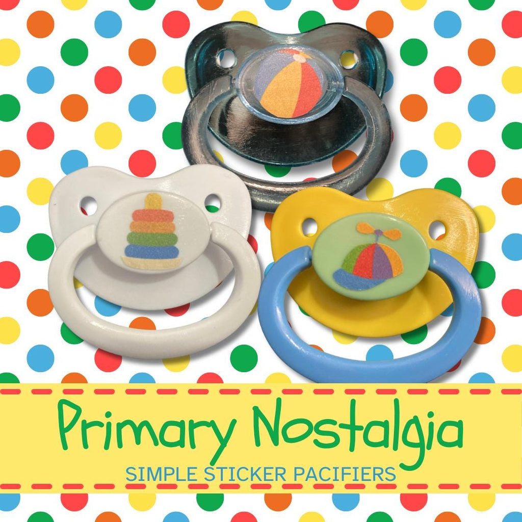 Primary Nastolgia Adult Pacifier, Kidcore Little Space Gear