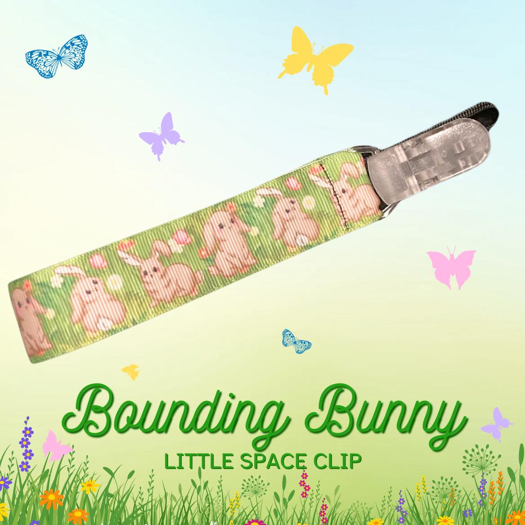 Bounding Bunny Little Space Clip, Pacifier Clip, Cottagecore Little Space Gear