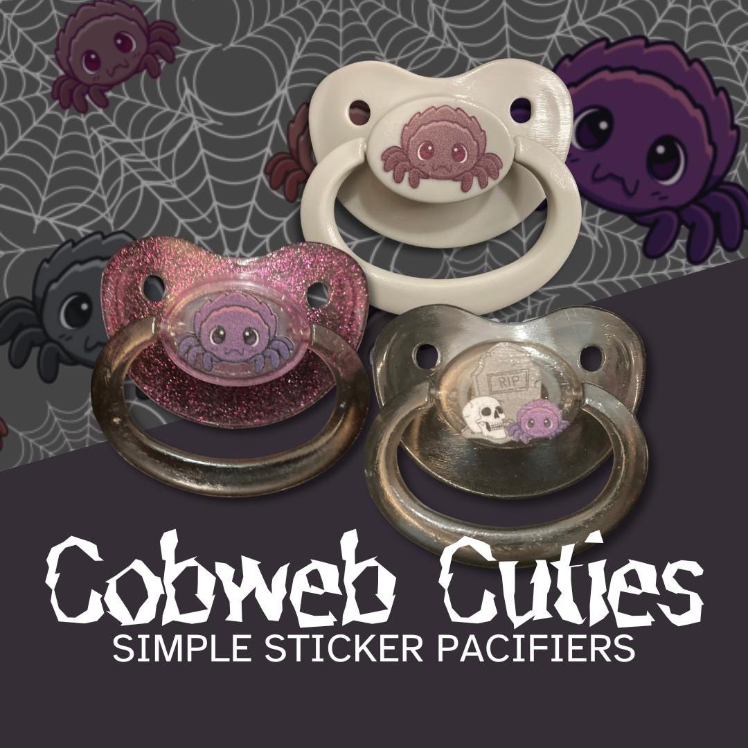 Cobweb Cuties Adult Pacifier, Spider Goth Spooky Halloween Little Space Gear