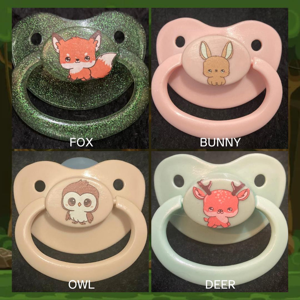 Woodland Whimsy Raccoon Adult Pacifier, Raccoon, Fox, Deer, Bear, Bunny, Owl Little Space Gear