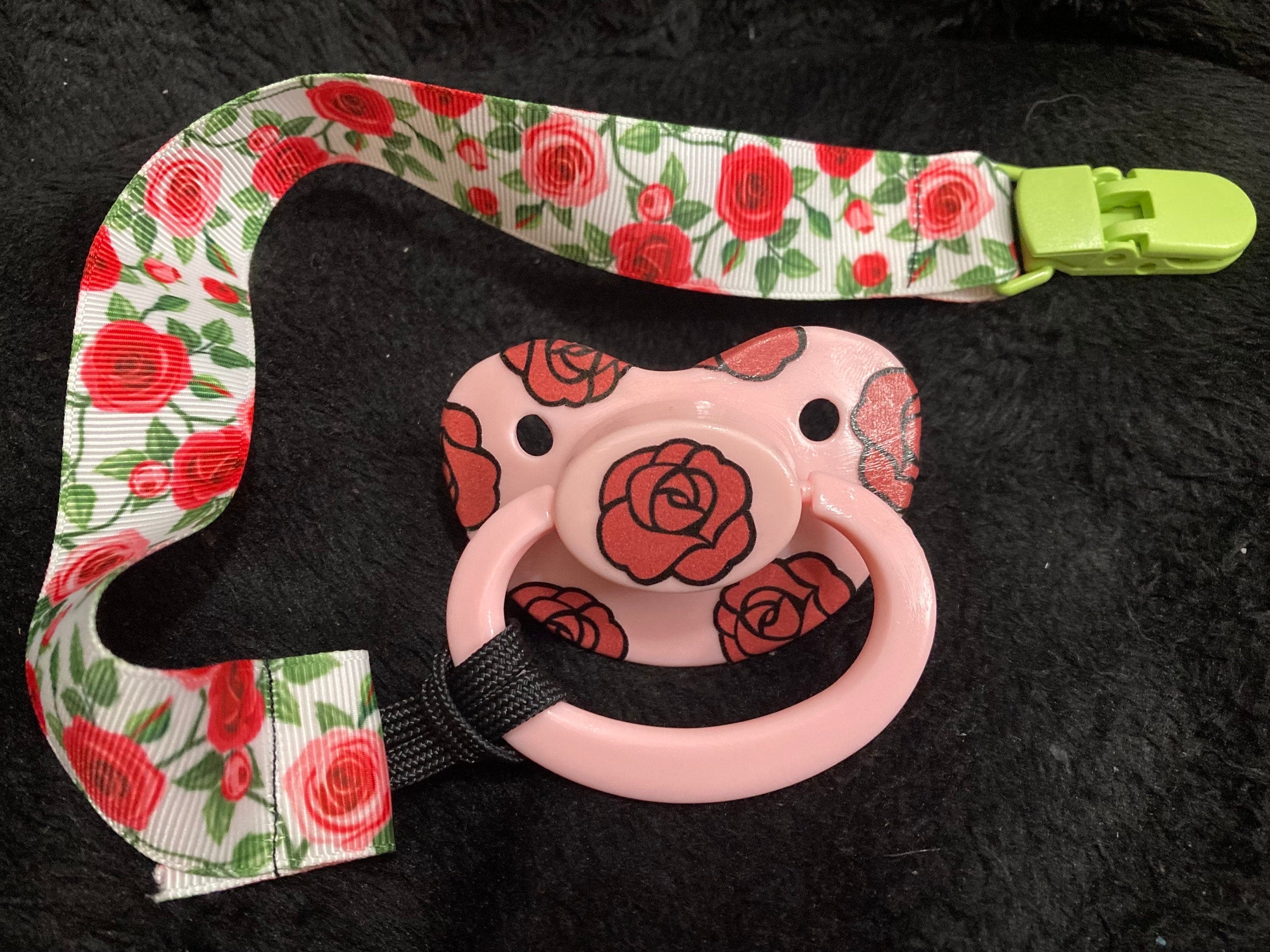 Merry Meadow Collage Adult Pacifier, Rose, Daisy, Sunflower, Flower, Nature, Cottagecore Little Space Gear