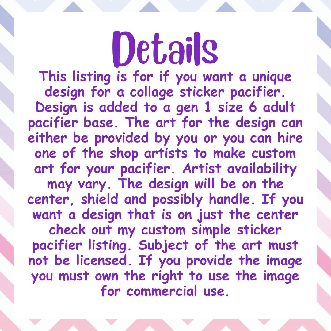 Custom Collage Sticker Adult Pacifier, Gen 1 Size 6, Little Space Gear