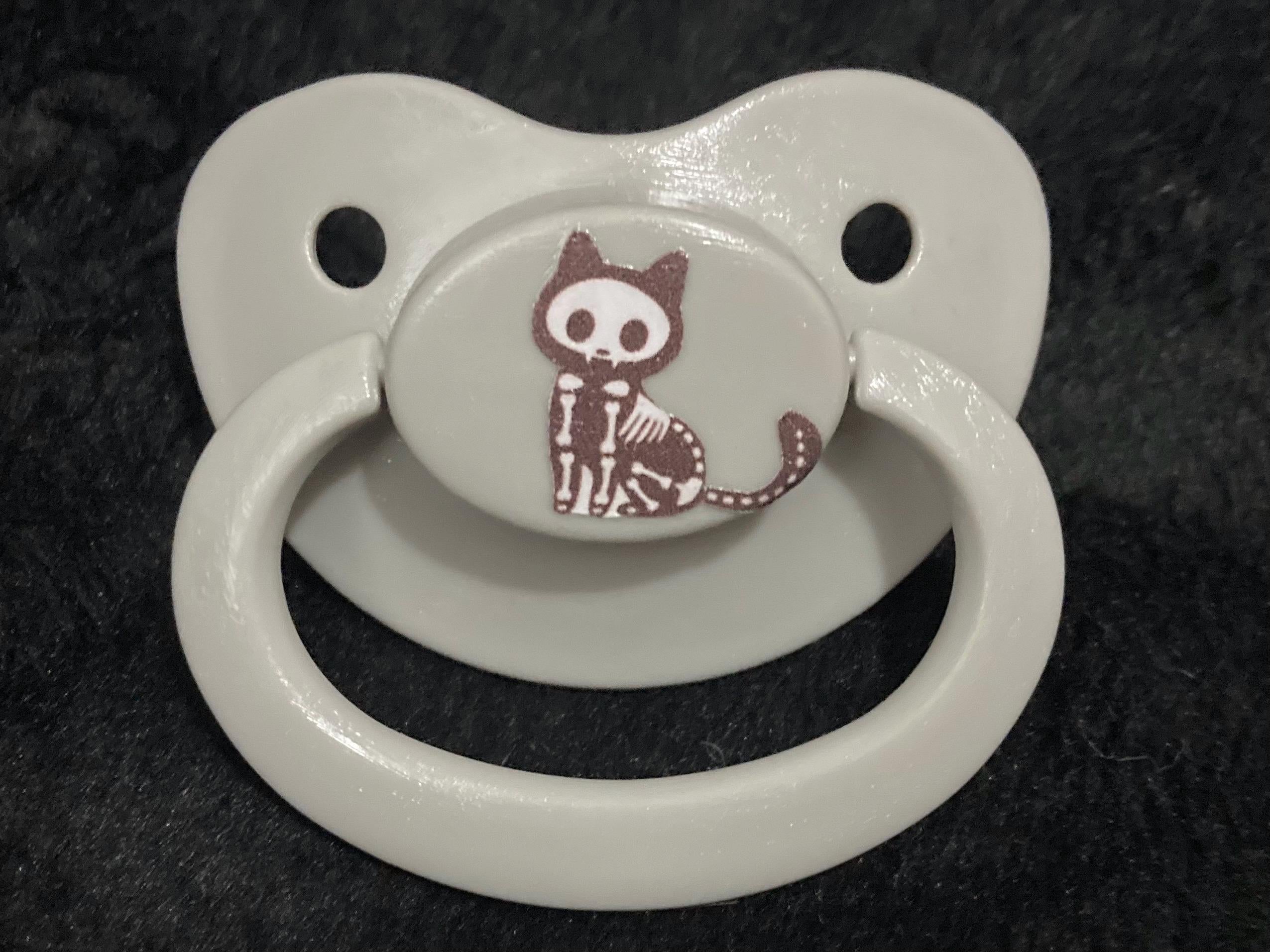 Purranormal Meowster Adult Pacifier, Goth Spooky Halloween Skeleton Cat Little Space Gear