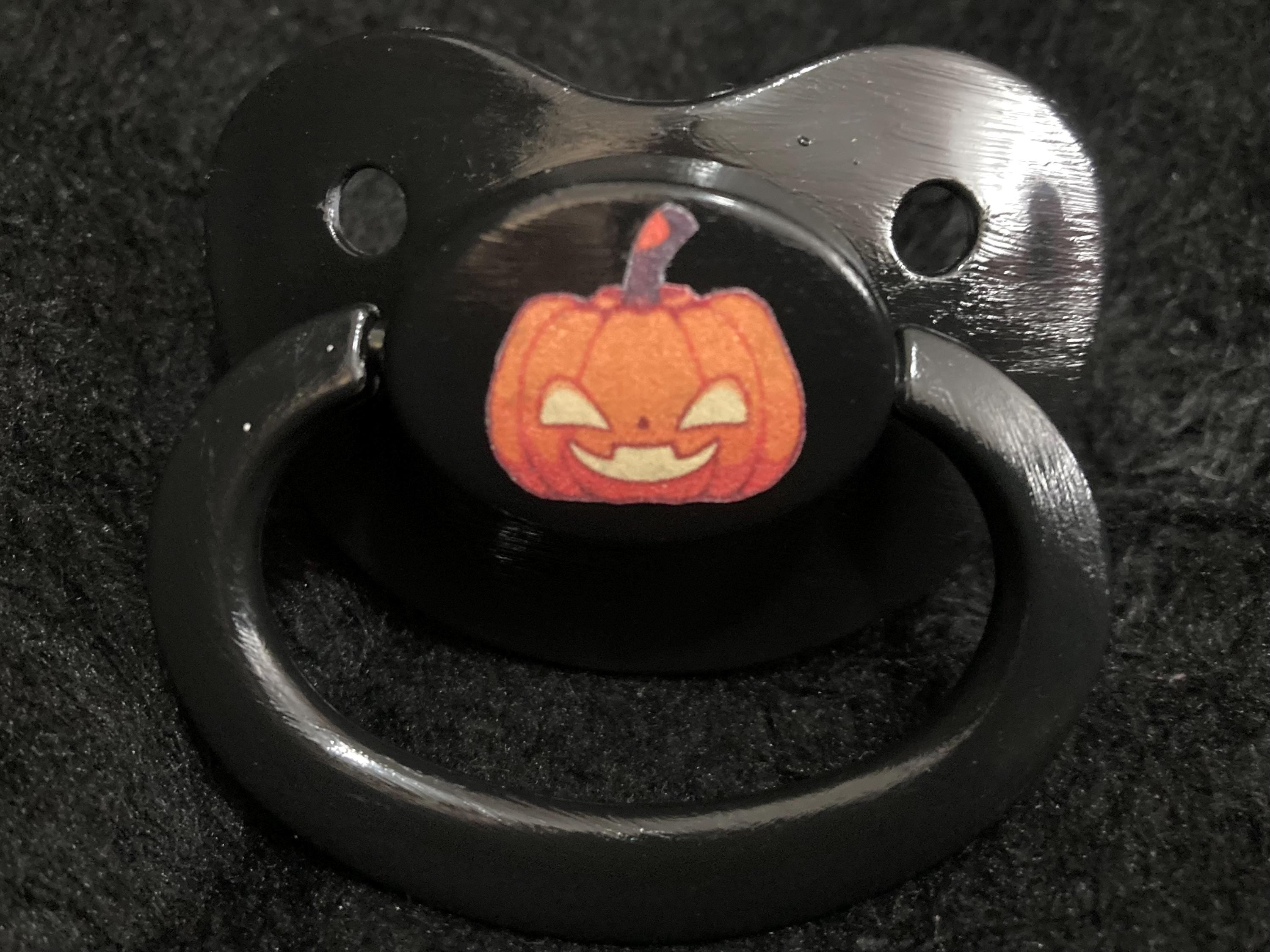 Jack-a-lantern Pumpkin Adult Pacifier, Multiple Styles, Goth Spooky Halloween Little Space Gear