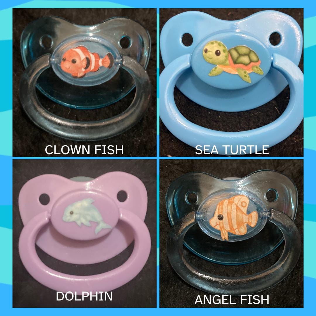 Coral Critter Adult Pacifier, Sea Turtle, Shark, Fish, Ocean Tropical Underwater Little Space Gear